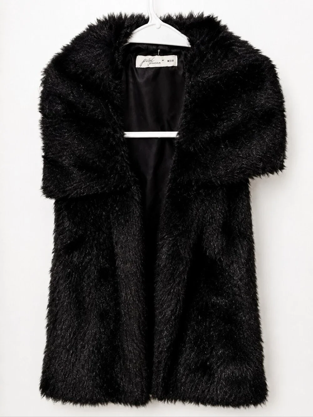 Pinc Premium Kids Black Faux Fur Vest Size Medium Girls